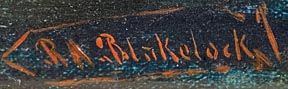 after Ralph Blakelock, Canoe in Moonlight / signature