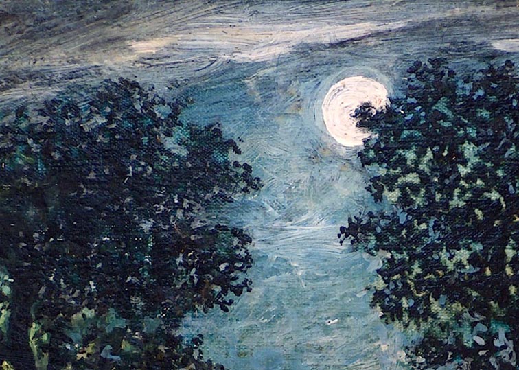 After Ralph Albert Blakelock Canoe in Moonlight Closeup Moon
