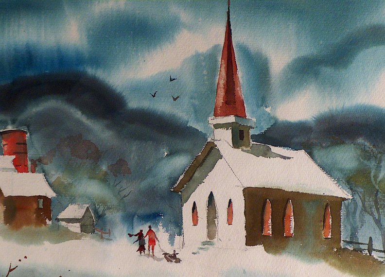 Sam Cook Chapel in the Snow Closeup