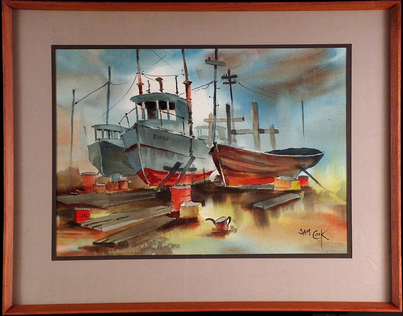 Sam Cook Marshalls Boatyard with frame