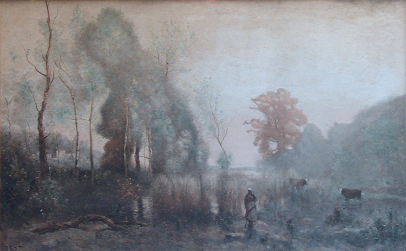 Jeane Baptiste Camille Corot Print Woman with Cattle