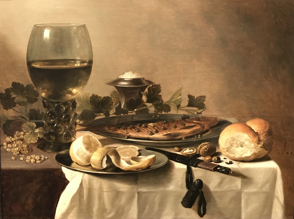 Still Life with Herring, Wine and Bread, 1647 Pieter Claesz, Nothern Netherlands, 1596/97-1660