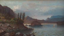 Horace Wolfe Duesbury Sierra Nevada lake with sailboat Midsized Thumbnail
