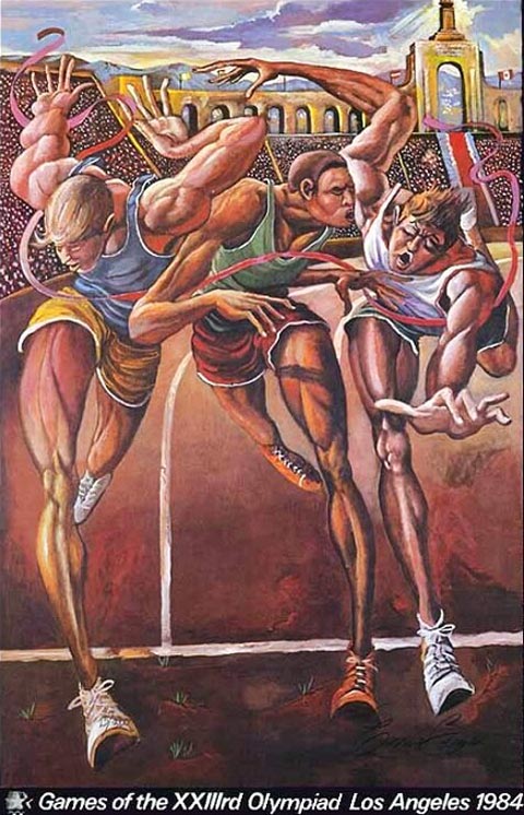 The Finish, one of Ernie Barnes' poster series for the 1884 Olympic Games