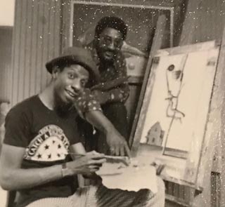 Photo of Ernie Barnes and Jimmy Walker ...  Ernie Barnes was the artist behind Jimmy Walker's Goodtimes character J.J.'s artistic pursuits. 