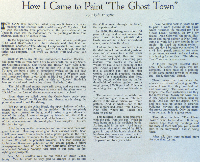 Victor Clyde Forsythe Print The Ghost Town Verso