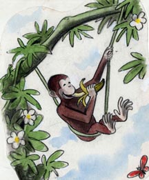 Curious George in a Swing