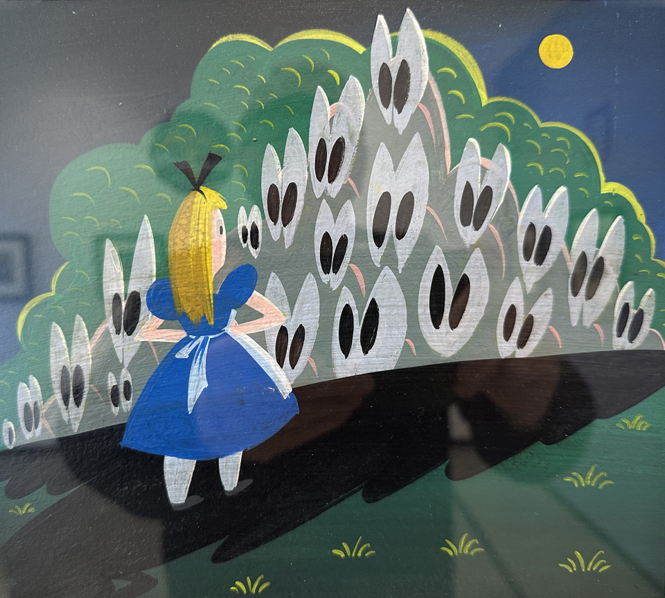 Mary Blair, concept art for Walt Disney's 1951 classic film, Alice in Wonderland, Alice in the Garden The Hilbert Collection 