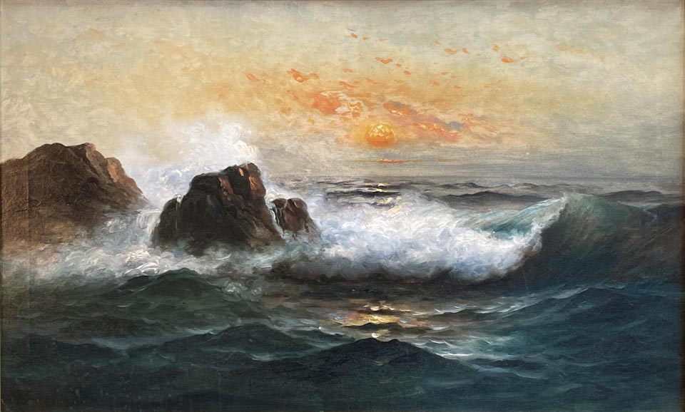 Nels Hagerup, 1864-1922, Sunset Beach, San Francisco, oil on canvas, 22 x 36