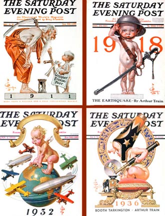 J C Leyendecker Sat Eve Post New Year's Covers