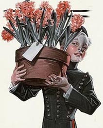 J C Leyendecker Bellboy with Mothers Day Plant