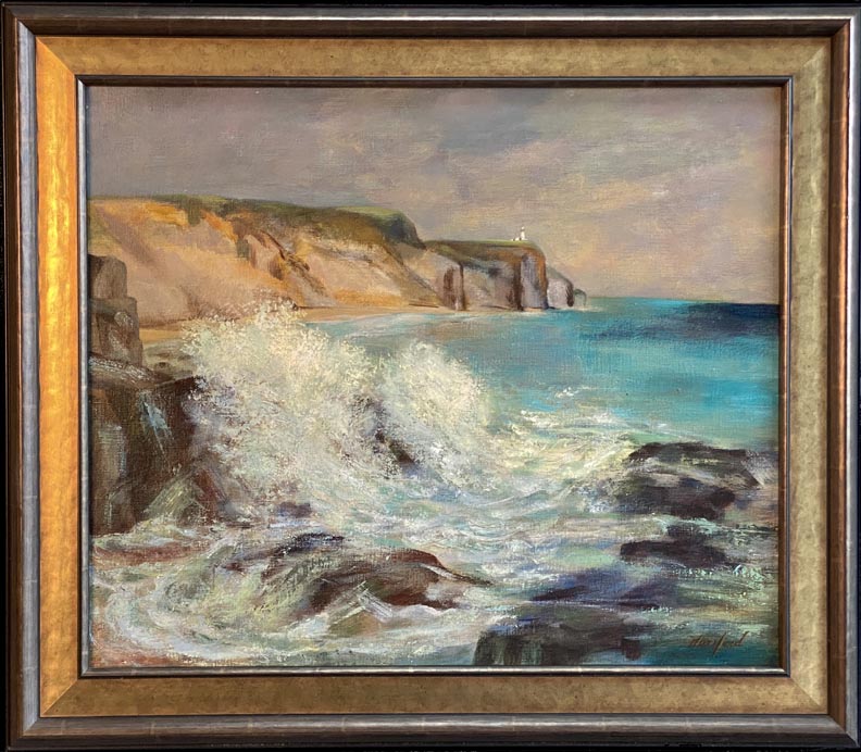 Joan Hanford, a scene of the ocean cliffs just beyond Point Arena Light in Mendocino County, California