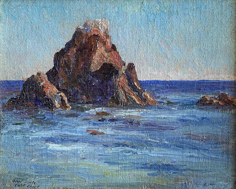 Bird and Seal Rocks, California (signed indistinctly, A.M. Hazard verso)