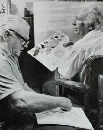 James Cagney and John W. Hilton Painting and Sketching