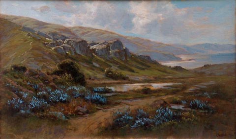 Lupines on the Northern Coast Manuel Valencia 1856-1935 oil on canvas, 22 x 36