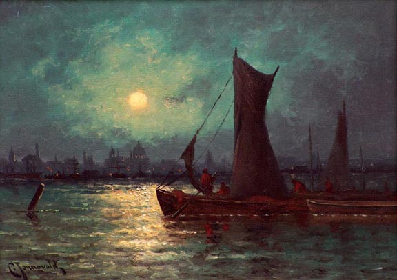 Carl Jonnevold Moonrise over the River Thames in London