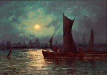 Carl Henrik Jonnevold Moonlight over the River Thames in London Midsized Thumbnail