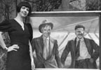 Oprha Klinker with her portrait of Will Rogers and Wiley Post