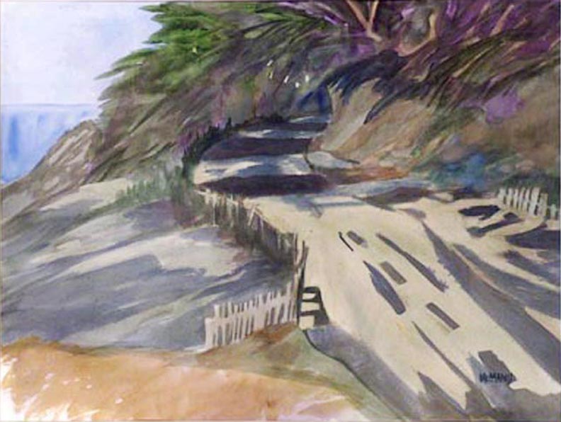 Wanda McManus, Fort Ross, Old Highway One, Watercolor, 