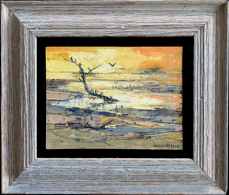 Joshua Meador 1911-1965, Estuary Seabirds, oil on board, 6 x 8, $1,500