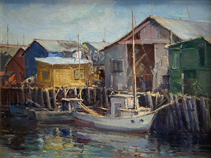 Joshua Meador 1911-1965, Pier at Monterey, #184, oil on linen, $6,000