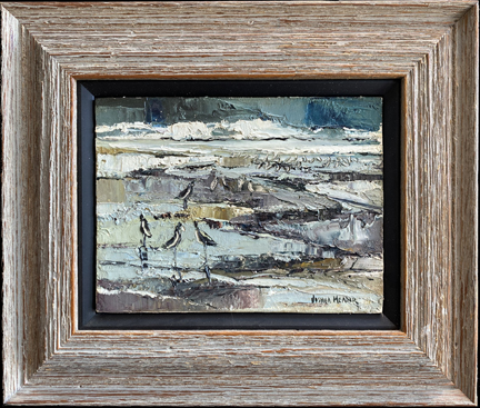 Joshua Meador 1911-1965, Sandpipers, oil on board, 6 x 8, $1,500