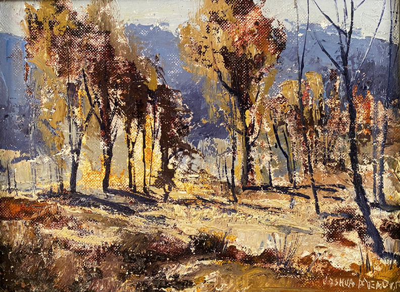 Joshua Meador 1911-1965, Sierra Autumn, oil on board, 6 x 8, $1,500