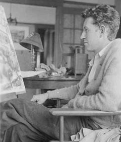 Alexander Nepote at his easel in his studio