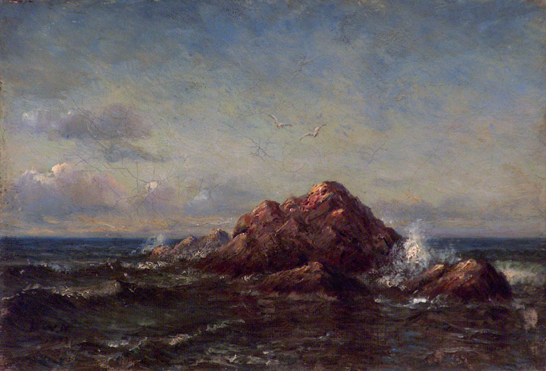 Kate Newhall Beach Rock and Gulls