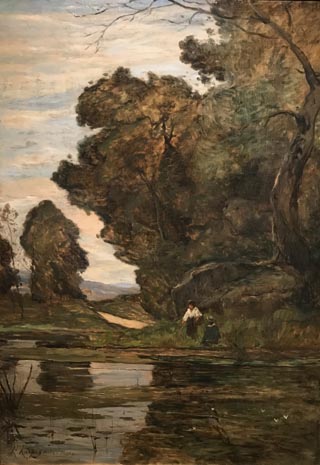 Fishing in a Pond, 1866 Henri-Joseph Harpignies, French, 1819-1916 