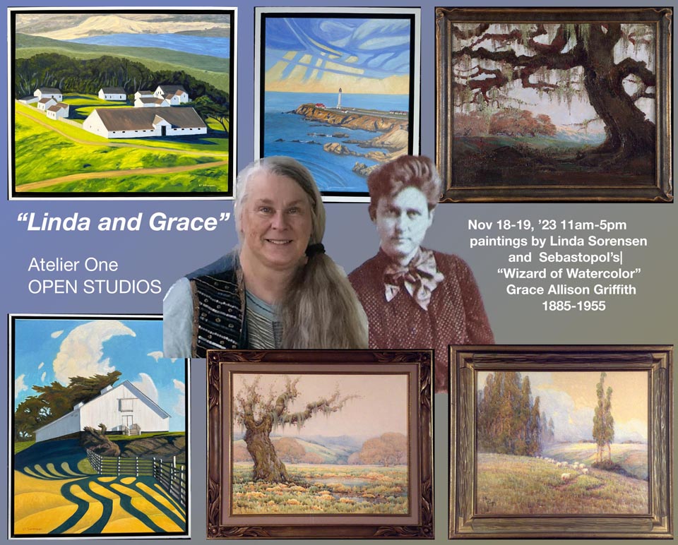 All of our Grace Allison Griffith Paintings will be on view and available for sale  Nov 18 & 19, '23 at Linda Sorensen's Graton Annual Studio Event
