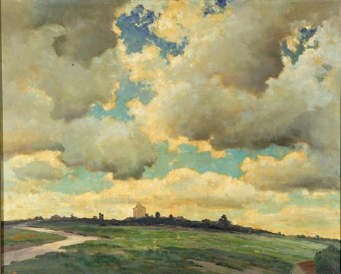 Passing Clouds, Collection of the Smithsonian American Art Museum collection Dedrick Stuber, c 1933-1934, 40 1/8" x 50"