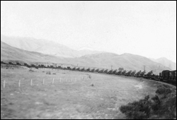 Troop train enroute to Camp Young in India CA