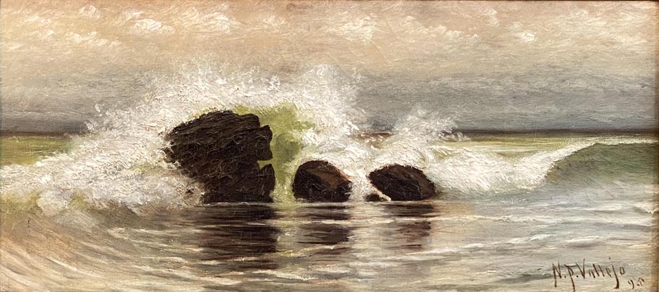 Napoleon Primo Vallejo 1850-1923, Crashing Waves 1895, oil on canvas, 10 x 22 