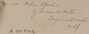 Anna Hills Pale Opal Watercolor Verso Note