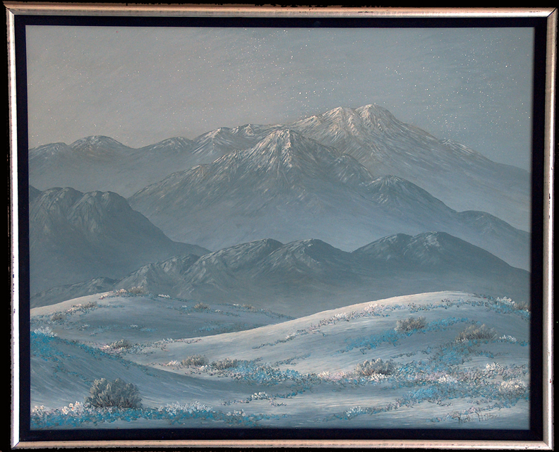 Kathi Hilton San Jacinto nocturne with original silver and velvet frame
