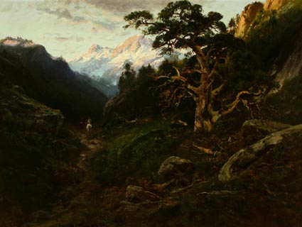 William Keith Shasta Scene with Weathered Tree