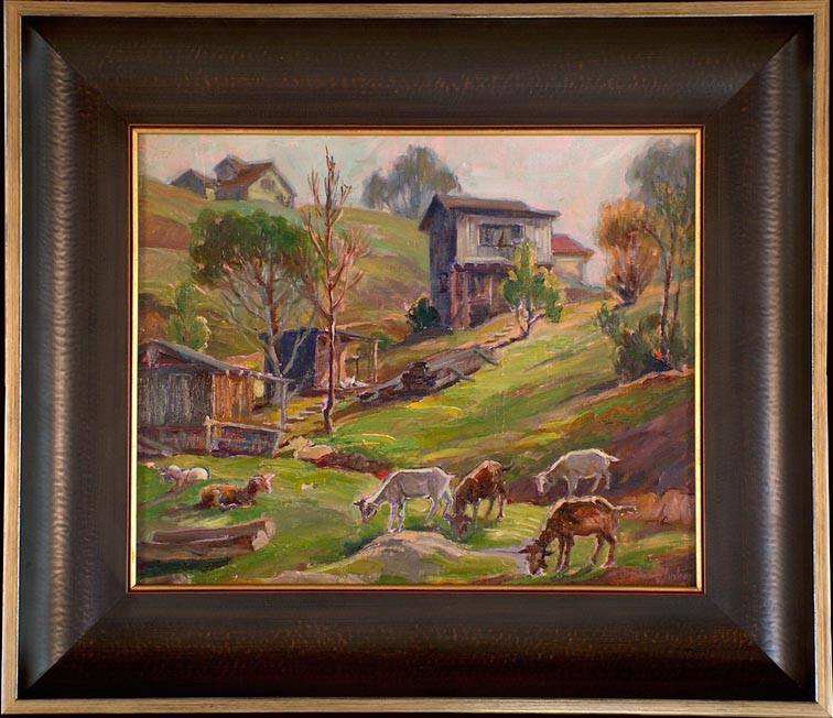 Orpha Mae Klinker Goats Chavez Ravine with Frame