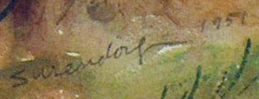 Charles Frederick Surendorf Boulders with Landscape 1951 with Signature