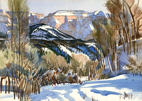 Milford Zornes Outside Scene from the studio Dixon / Zornes in Carmel Utah