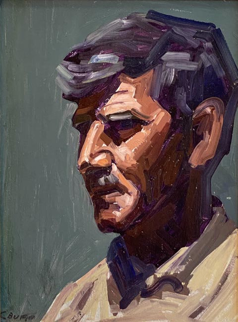 Conrad Buff, double sided self portrait, tan shirt