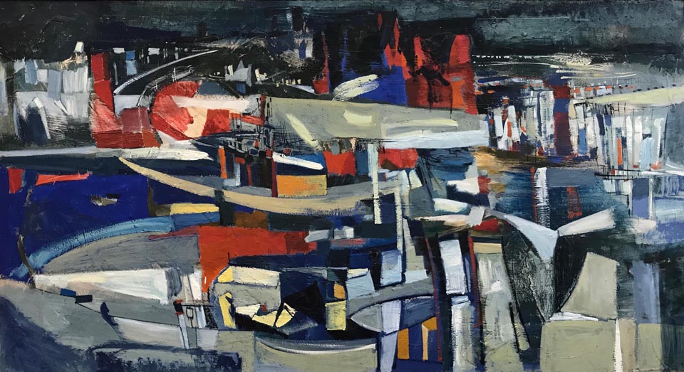 Maurice Lapp, Blue Cityscape 27 x 49