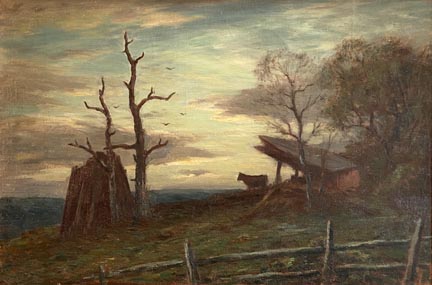 Eliot Candee Clark Lone Cow at Sunset