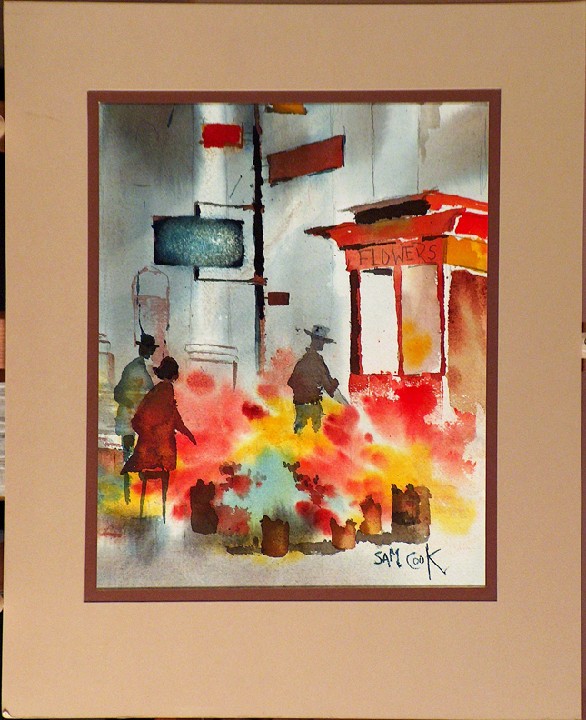 Sam Cook Corner Flower Stand with current mat