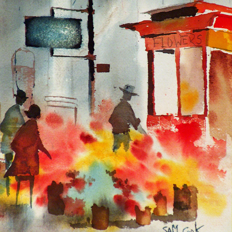 Sam Cook Corner Flower Stand Closeup