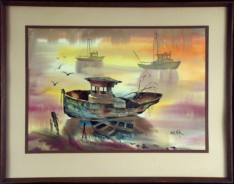 Sam Cook Harbor at Evening with Frame