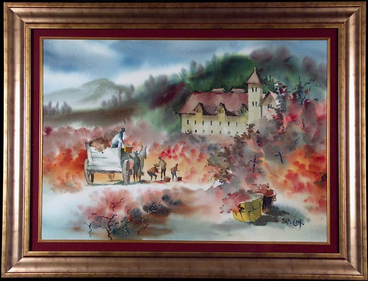 Samantha Cook Yesterday's Harvest Watercolor with frame