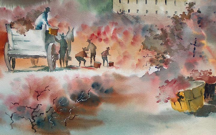 Samantha Cook Yesterday's Harvest Watercolor closeup