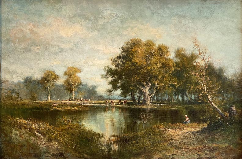 Hugo Anton Fisher, Woman Fishing at Pasture Pond