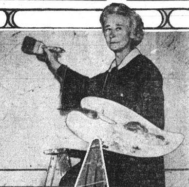 Grace Fountain painting a mural